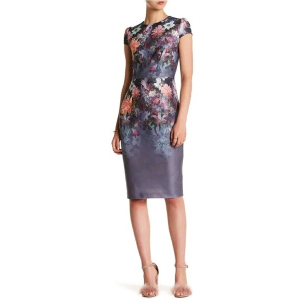 Betsey Johnson chic cap sleeve floral midi dress 4